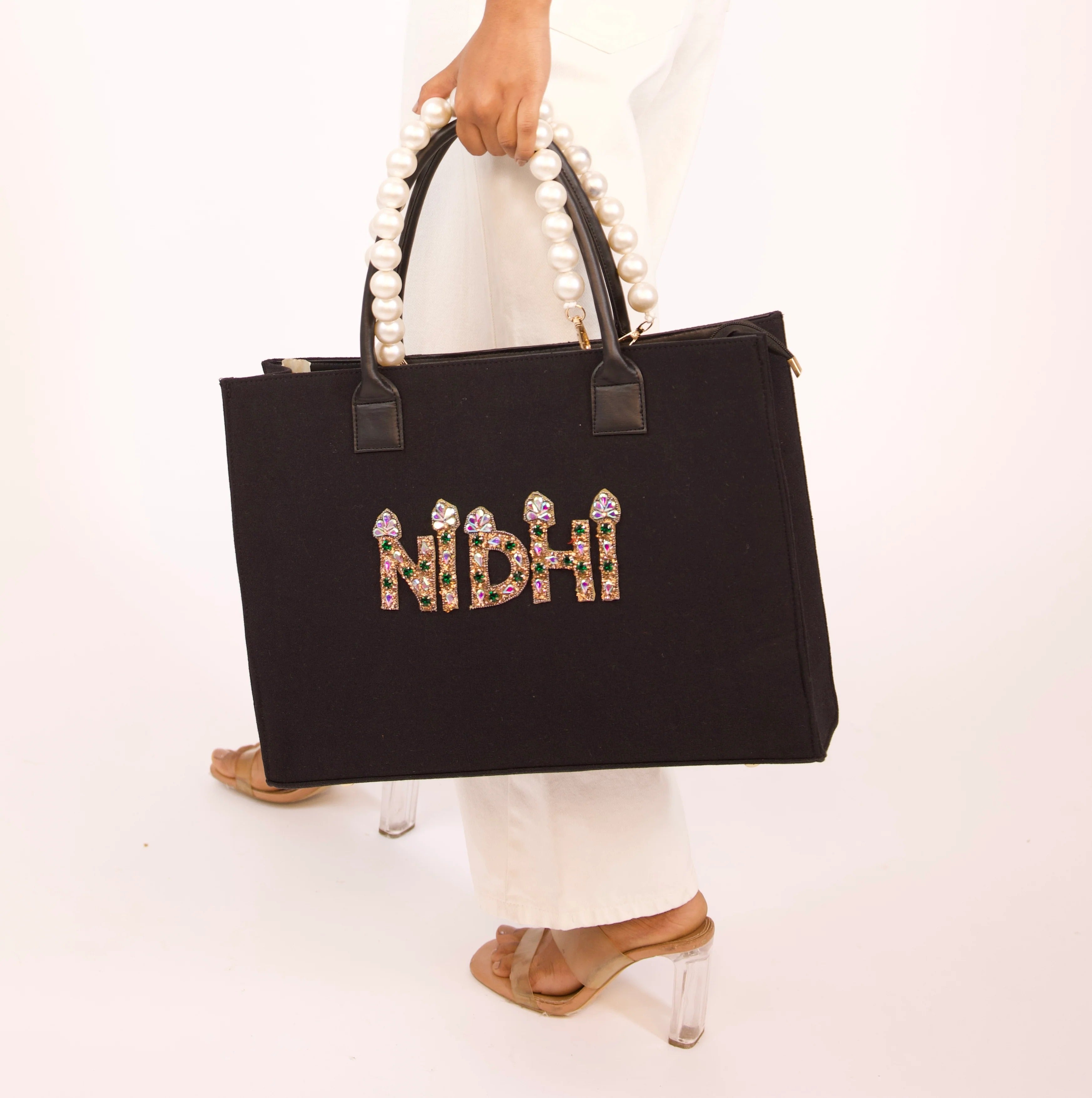 Canvas Bag With Pearl Handle | Megturn