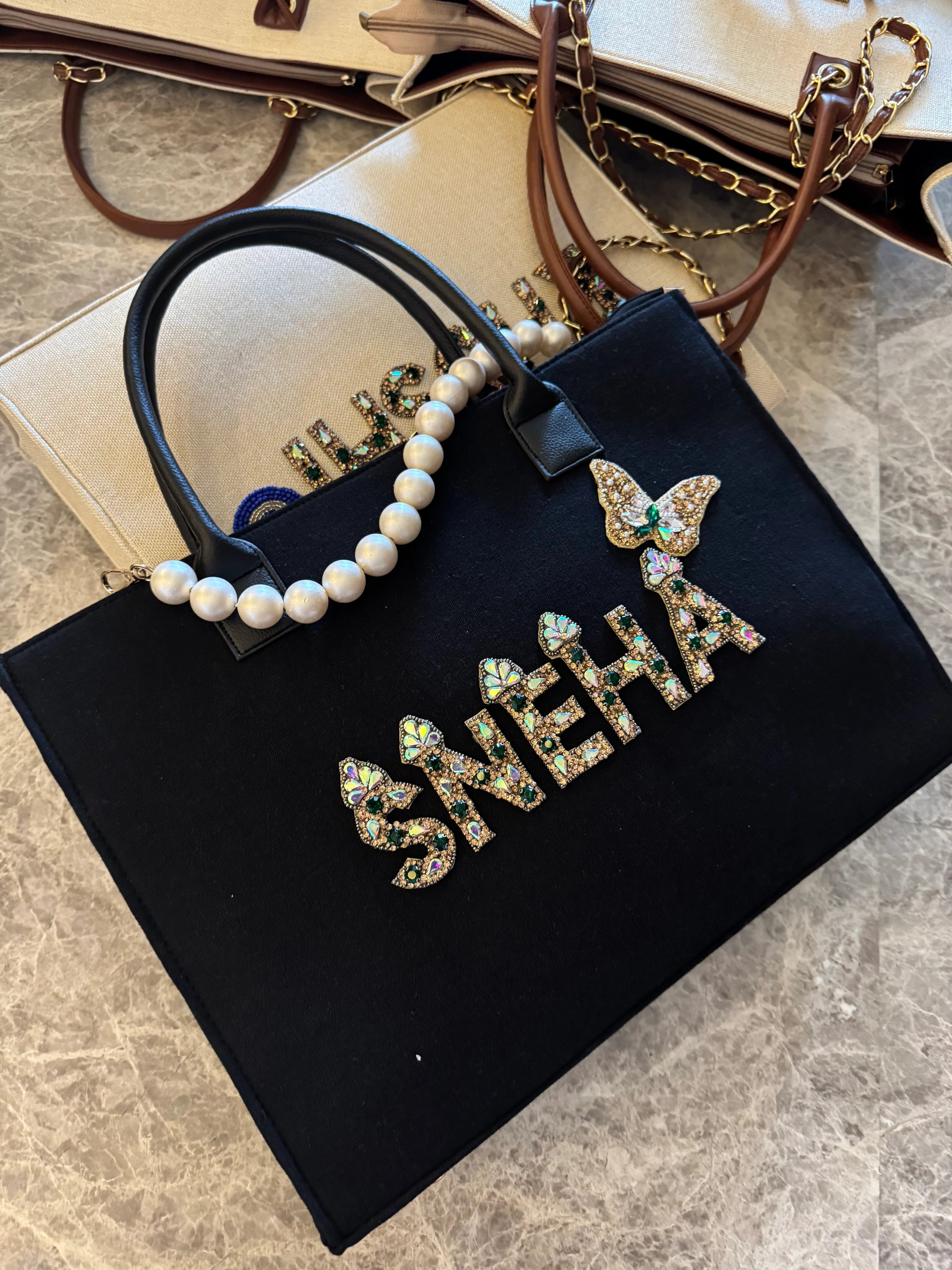 Canvas Bag With Pearl Handle | Megturn