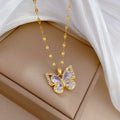 18K Gold Plated Butterfly Jewelry Set – Handmade Zircon Necklace & Earrings